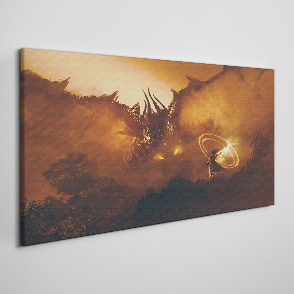Tablou canvas Dragon în focul unui ritual magic