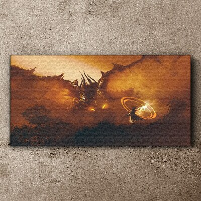 Tablou canvas Dragon în focul unui ritual magic