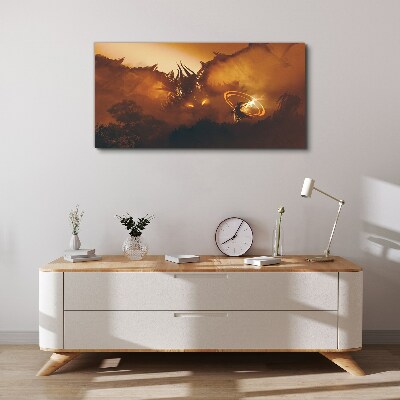Tablou canvas Dragon în focul unui ritual magic
