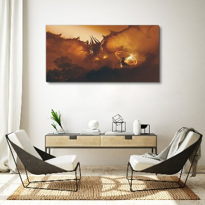 Tablou canvas Dragon în focul unui ritual magic