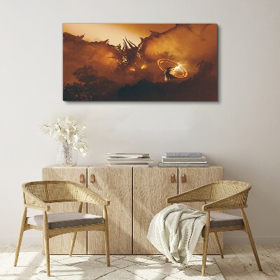 Tablou canvas Dragon în focul unui ritual magic