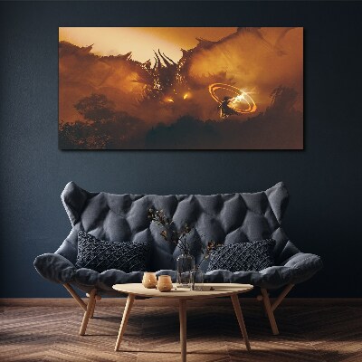 Tablou canvas Dragon în focul unui ritual magic