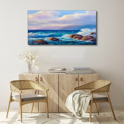 Tablou canvas Valuri pe țărmurile unei coaste stâncoase