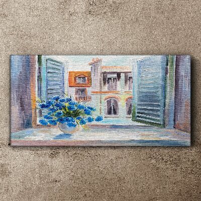 Tablou canvas Flori lângă fereastra deschisă