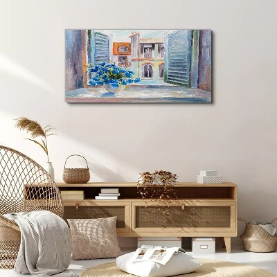 Tablou canvas Flori lângă fereastra deschisă