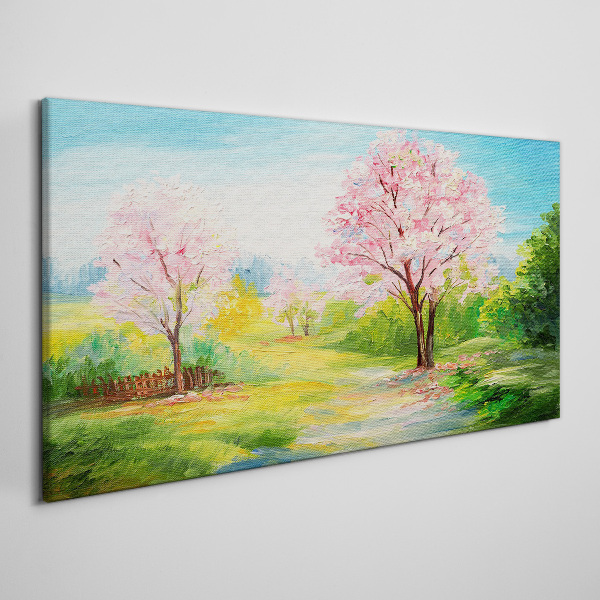 Tablou canvas Copaci de primăvară în floare roz
