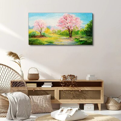 Tablou canvas Copaci de primăvară în floare roz