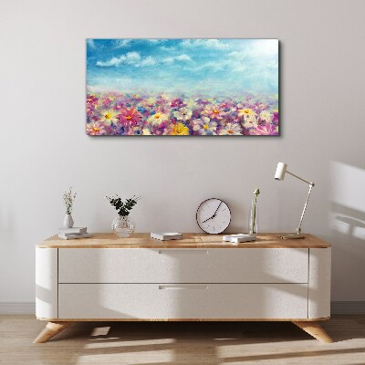 Tablou pe panza Peisaj floral în albastru