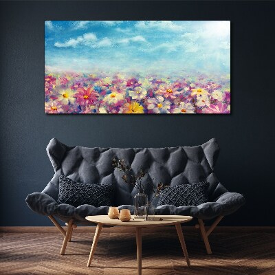 Tablou pe panza Peisaj floral în albastru