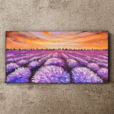 Tablou pe panza Câmpuri de lavandă violet la apus