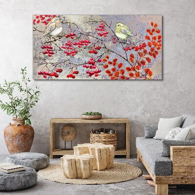 Tablou canvas ramuri fructe frunze păsări