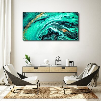 Tablou canvas Valuri turcoaz cu accente aurii