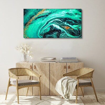 Tablou canvas Valuri turcoaz cu accente aurii