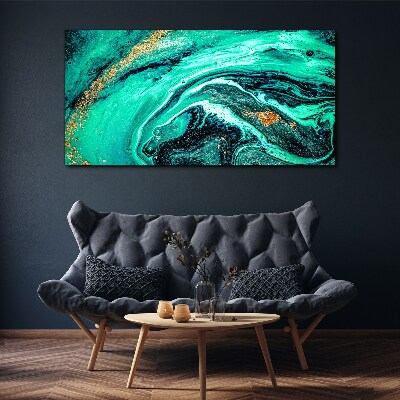 Tablou canvas Valuri turcoaz cu accente aurii