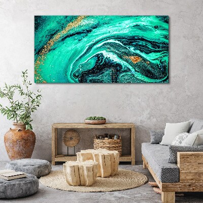 Tablou canvas Valuri turcoaz cu accente aurii