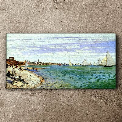 Tablou canvas Peisaj de litoral cu barci cu pânze