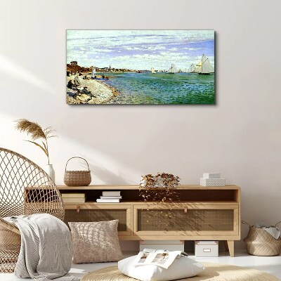 Tablou canvas Peisaj de litoral cu barci cu pânze