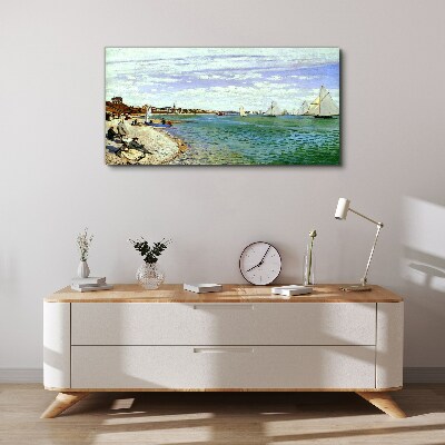 Tablou canvas Peisaj de litoral cu barci cu pânze