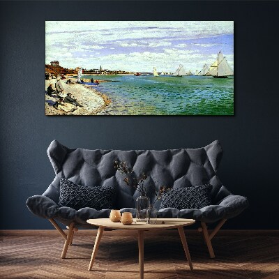 Tablou canvas Peisaj de litoral cu barci cu pânze