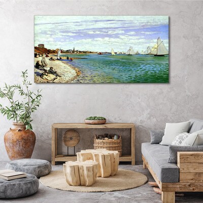 Tablou canvas Peisaj de litoral cu barci cu pânze