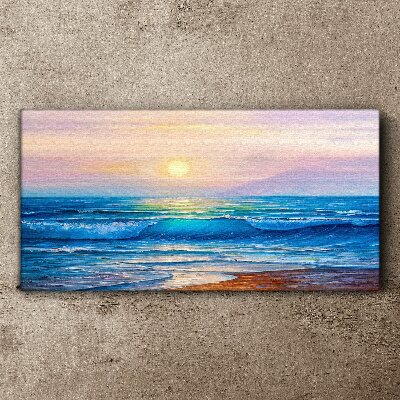 Tablou canvas coasta valuri soare cer