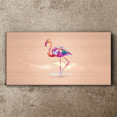 Tablou pe panza Flamingo roz pe fundal pastel