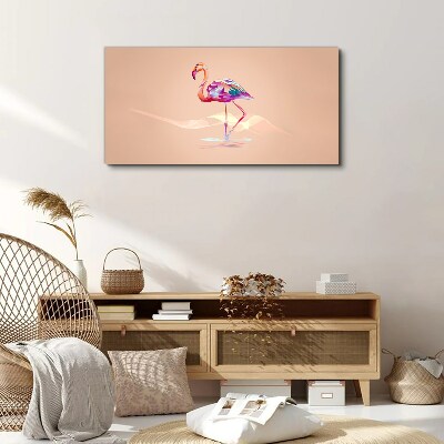 Tablou pe panza Flamingo roz pe fundal pastel