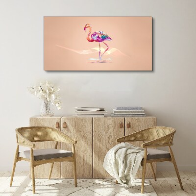 Tablou pe panza Flamingo roz pe fundal pastel