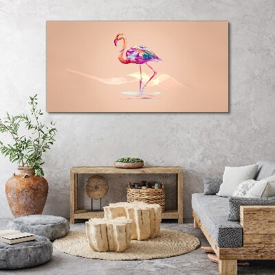 Tablou pe panza Flamingo roz pe fundal pastel