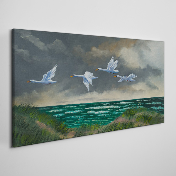 Tablou canvas Zborul lebedelor peste mare