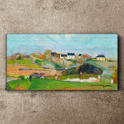 Tablou canvas Peisaj cu case și o persoană