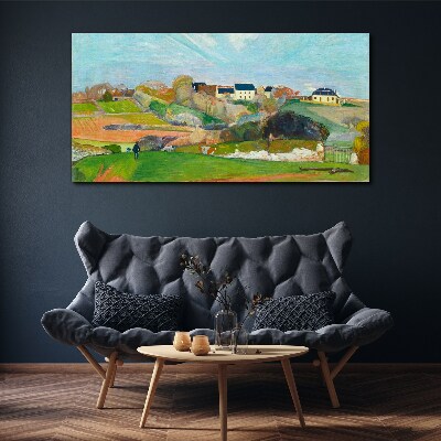 Tablou canvas Peisaj cu case și o persoană