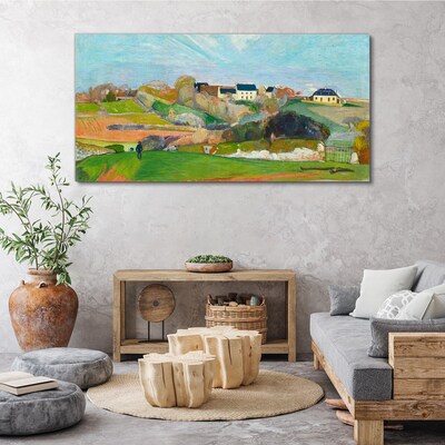 Tablou canvas Peisaj cu case și o persoană