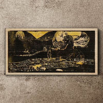 Tablou canvas Peisaje aurii și figuri misterioase