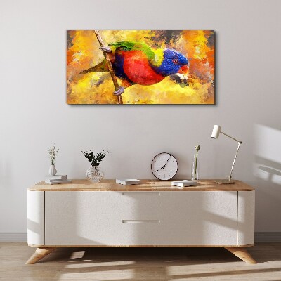 Tablou canvas Papagal colorat pe fundal de soare