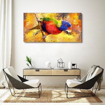 Tablou canvas Papagal colorat pe fundal de soare