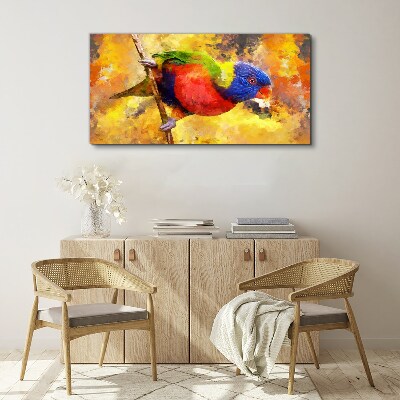 Tablou canvas Papagal colorat pe fundal de soare