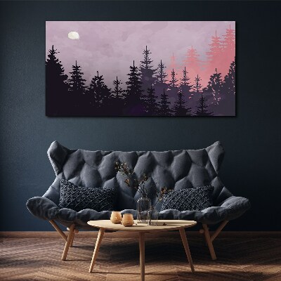 Tablou canvas cerul pădurii lună