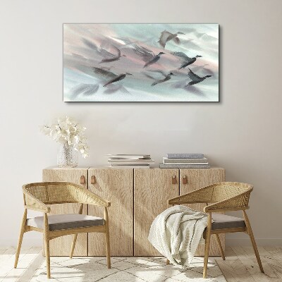 Tablou canvas Zborul păsărilor într-o aură pastelată