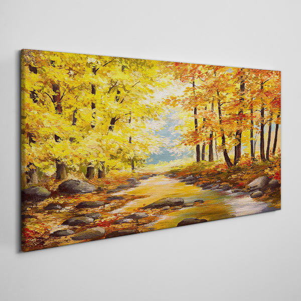 Tablou canvas Peisaj de toamnă cu un râu
