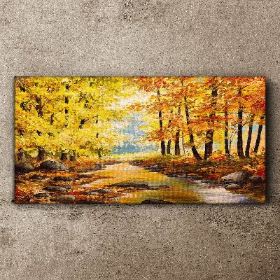 Tablou canvas Peisaj de toamnă cu un râu