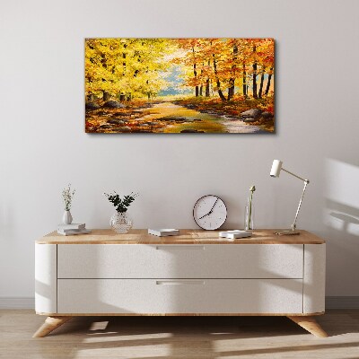 Tablou canvas Peisaj de toamnă cu un râu