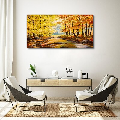 Tablou canvas Peisaj de toamnă cu un râu