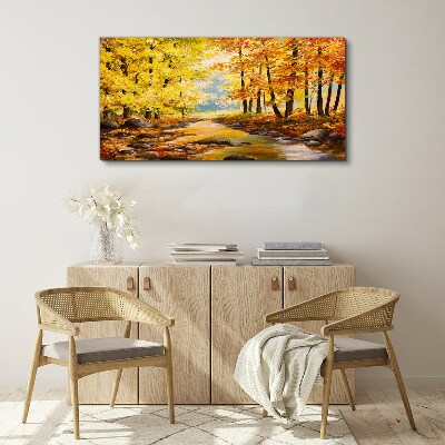 Tablou canvas Peisaj de toamnă cu un râu