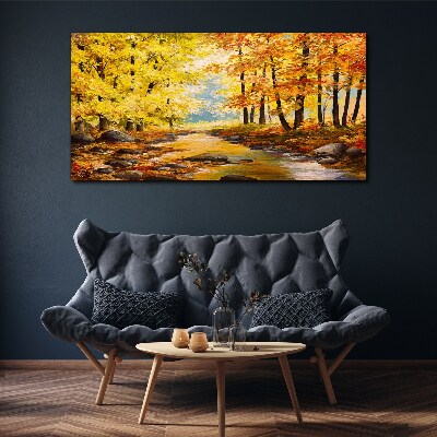Tablou canvas Peisaj de toamnă cu un râu