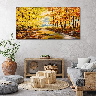 Tablou canvas Peisaj de toamnă cu un râu