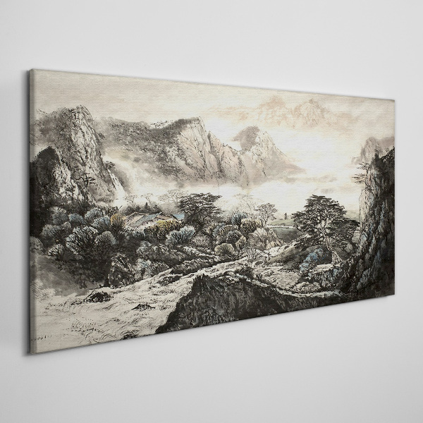 Tablou canvas Valea de munte cețoasă