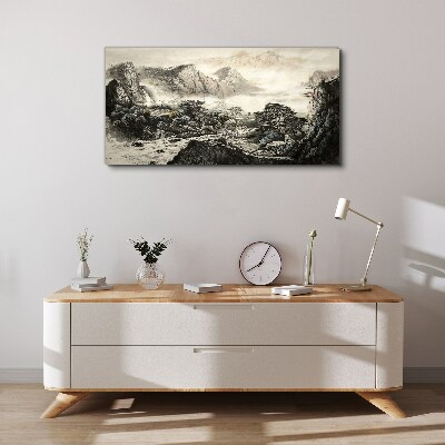 Tablou canvas Valea de munte cețoasă