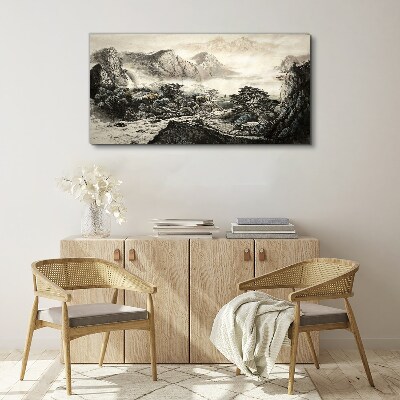 Tablou canvas Valea de munte cețoasă