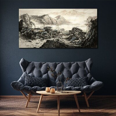 Tablou canvas Valea de munte cețoasă